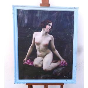 Hst “naked Woman At The Rocks” Date: 1929 Signed: M Rameau