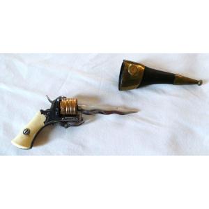 Ii° Empire - Revolver With Flaming Blade Dagger - Punch Type - 1850-1870