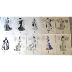 Lot Of Fashion Engravings - Style Fashion - Signe-a-souchel- Lot 5 -1881-1909-19th - 20th