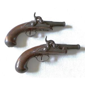PAIRE DE PISTOLET DE VOYAGE EPOQUE LOUISXVI° - XVIII°
