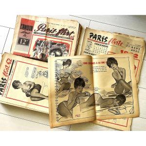 LOT DE 53 EXEMPLAIRES DU MAGAZINE " PARIS FLIRT " HUMOUR & FANTAISIE - ANNEE 1960 