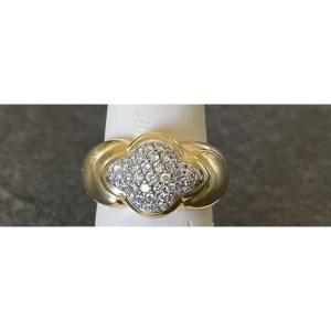 BAGUE OR 18K & 40 DIAMANTS - XX°- POINCON TÊTE D AIGLE-