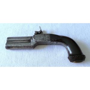 Double-barrel Over-and-under Pin-fire Pistol With Recessed Trigger - 19th Century