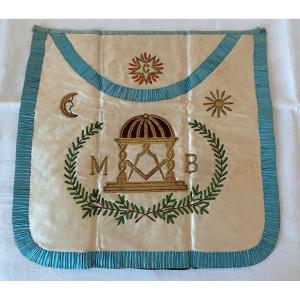 TABLIER DE MAITRE - RITE FRANCAIS - SOIE- XIX°