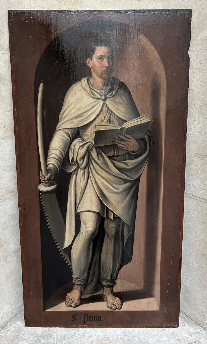 Old Oil Painting On Panel 16th Century Dutch Saint Simon - Vocation John And Jacques-photo-2