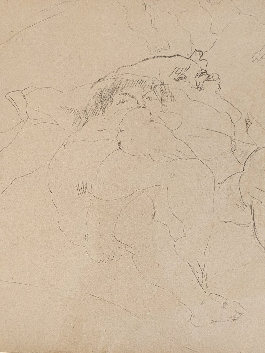 Jules PASCIN Bacchanales femmes nues dessin original -photo-1