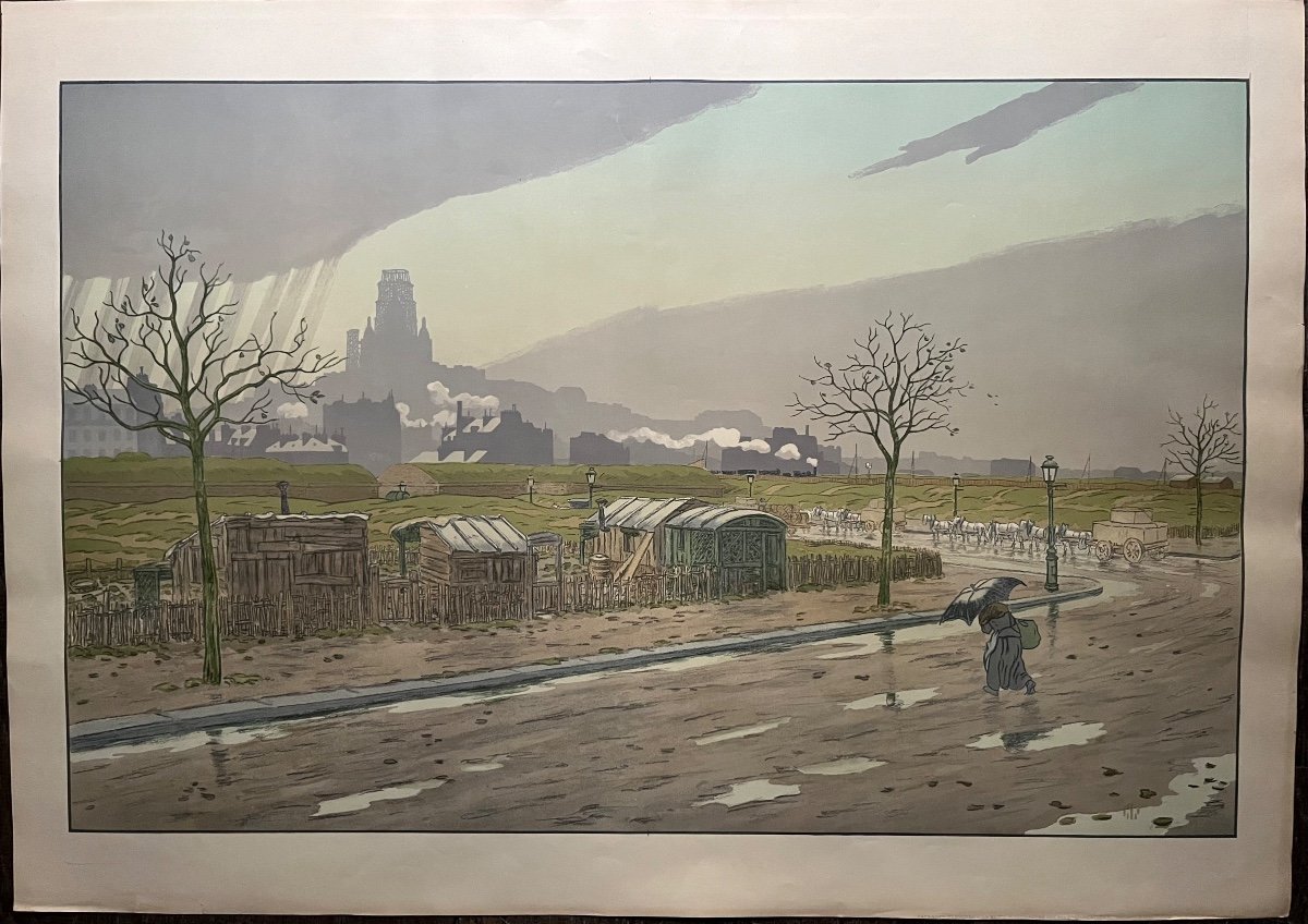 Henri Riviere Lithograph The Fortifications Montmartre Paris 1900 Landscape