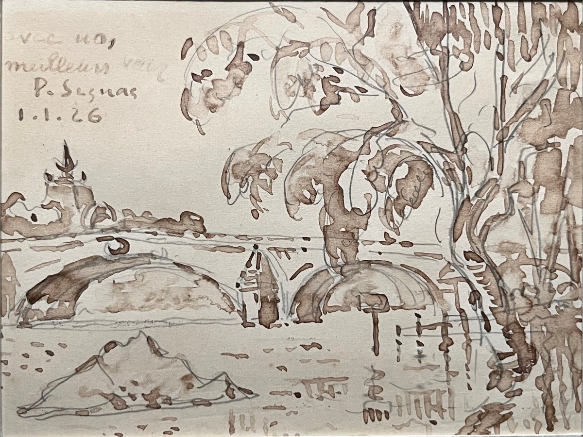 Paul Signac Brown Ink On Paper Musée d'Orsay Pont Royal Seine Paris Impressionism-photo-2