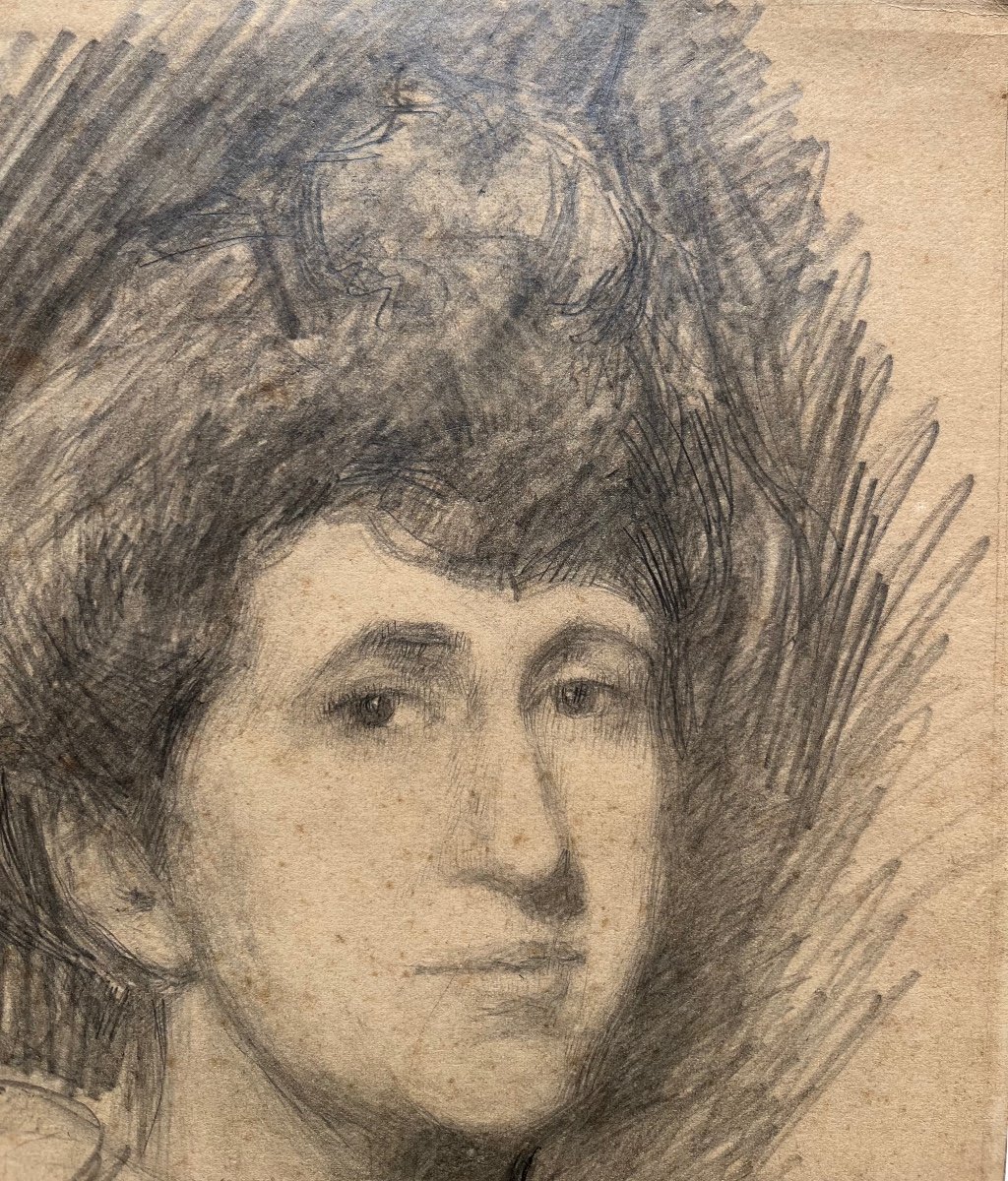 Henri Le Sidaner Original Drawing Pencil Portrait Of Woman Impressionism-photo-4