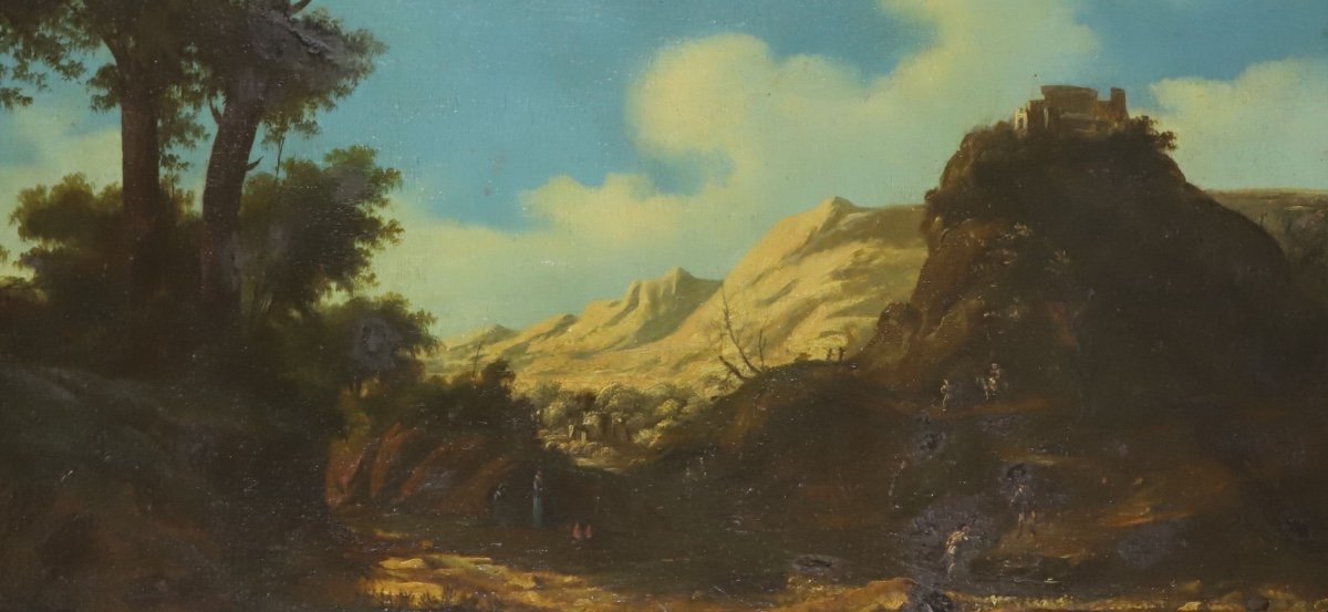 Paolo ANESI (attribué à) Paysage de montagne huile toile Baroque Italie XVIIIe-photo-2