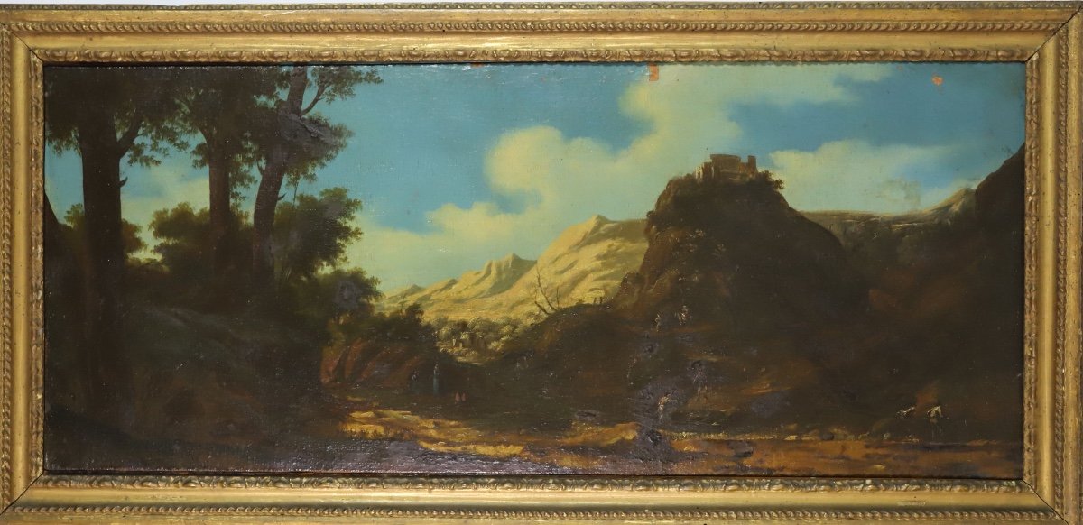 Paolo ANESI (attribué à) Paysage de montagne huile toile Baroque Italie XVIIIe