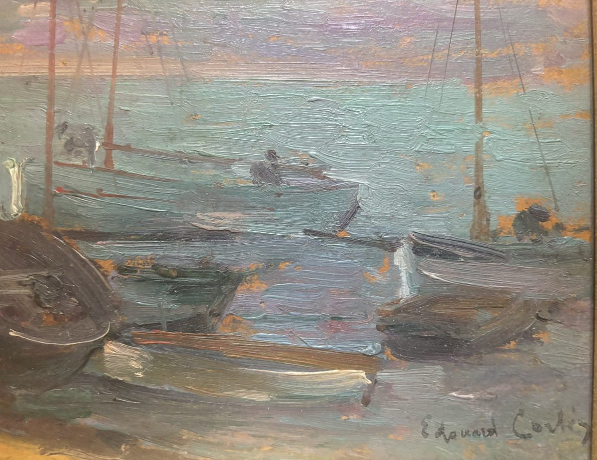 édouard Cortès Fishing Boats Sunset Around 1913 Marine Catalogue Raisonné Volume 2-photo-4
