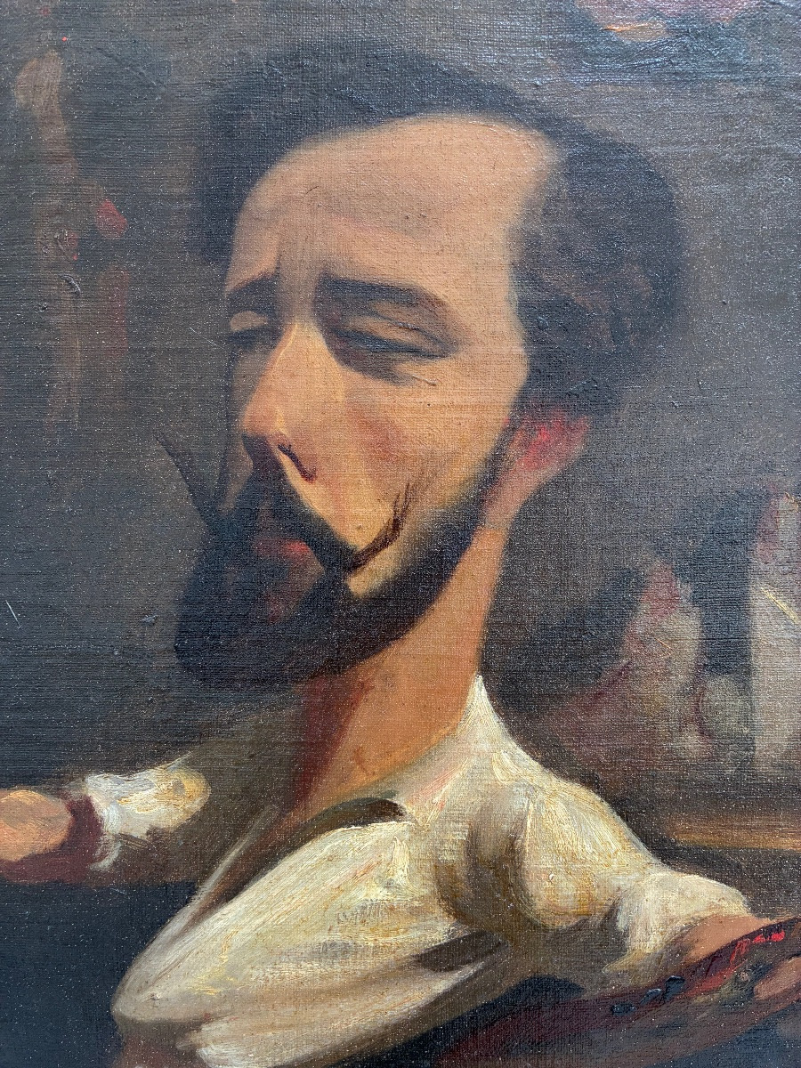 Portrait Of A Man With A Palette Caricature 19th Century Self-portrait Palette-photo-4