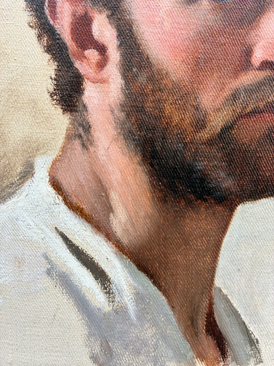 Enrico Reffo Portrait Bearded Man Turin Oil On Canvas 19th Century-photo-3