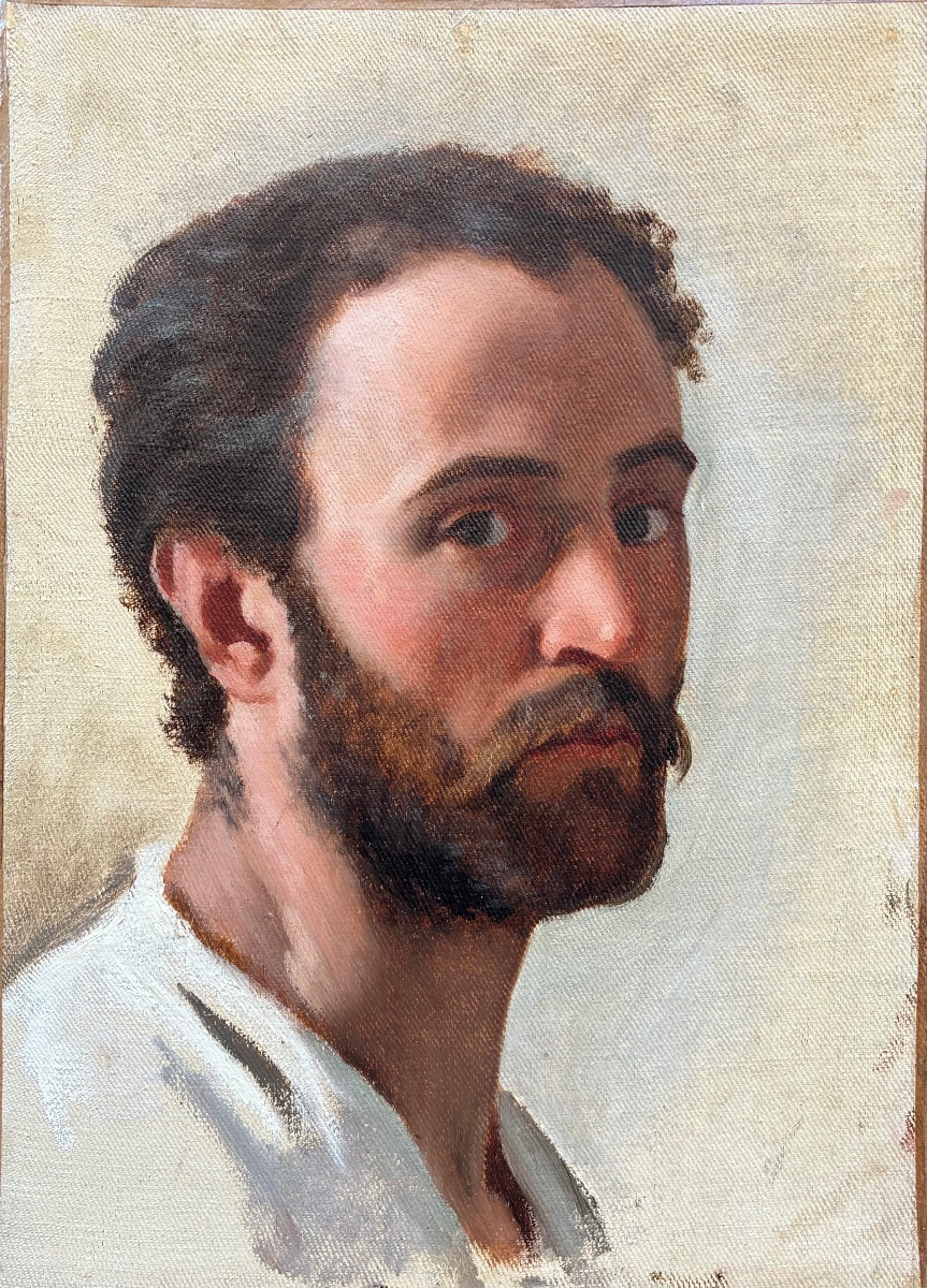 Enrico Reffo Portrait Bearded Man Turin Oil On Canvas 19th Century