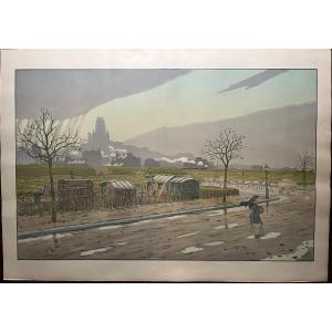 Henri Riviere Lithograph The Fortifications Montmartre Paris 1900 Landscape
