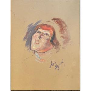 Louis Legrand Oil On Paper Portrait Of Woman1900 Paris Opera Dancer