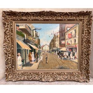 Jacques Emile Blanche Oil On Cardboard Animated Landscape Rue De La Barre In Dieppe Impressionism 