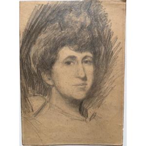 Henri Le Sidaner Dessin Original Crayon Portrait De Femme Impressionnisme