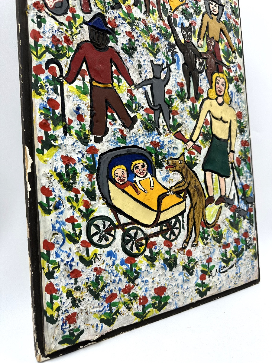 Tableau Naïf Peinture sculpture Relief Alexis Mori école De Nice-photo-1