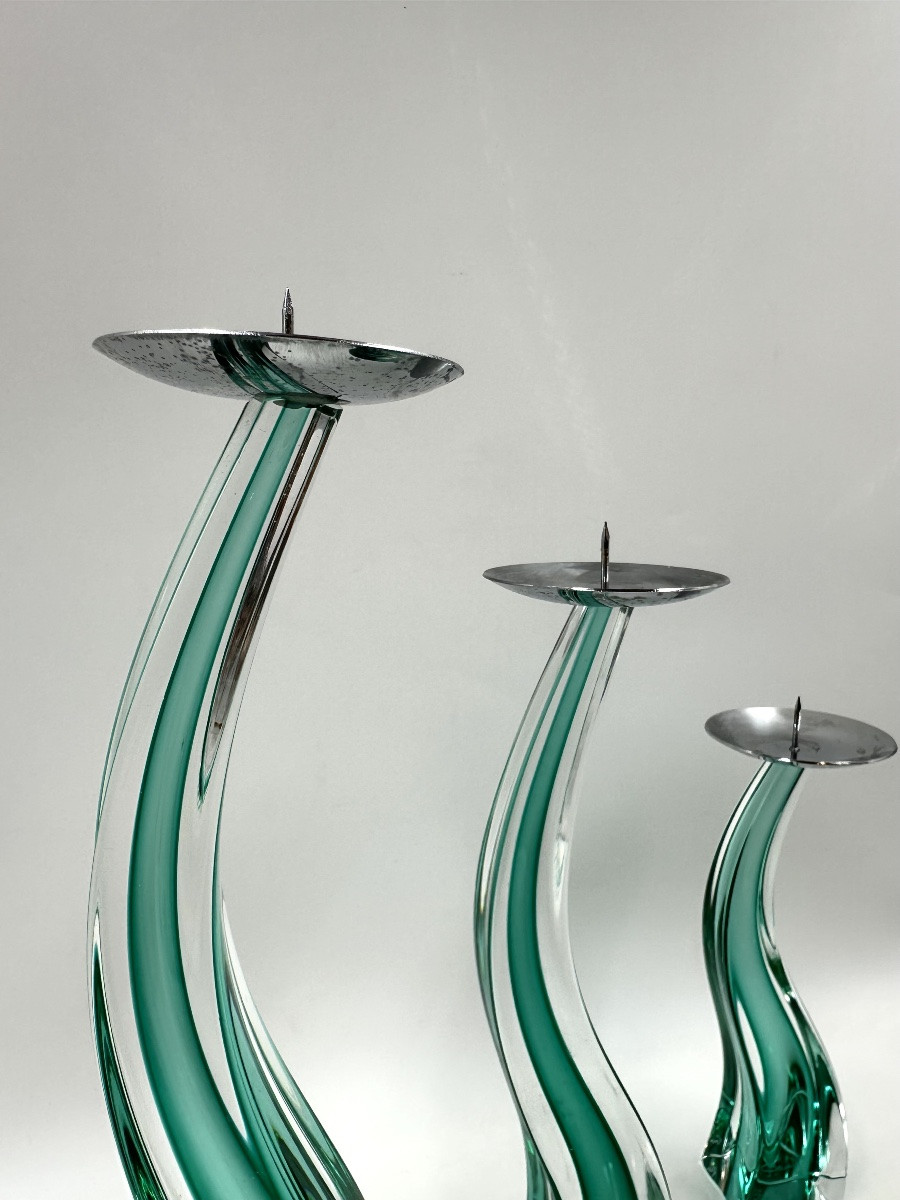 Suite Of 3 Candlesticks Giuliano Tosi 1970 Studio Tosi-photo-3