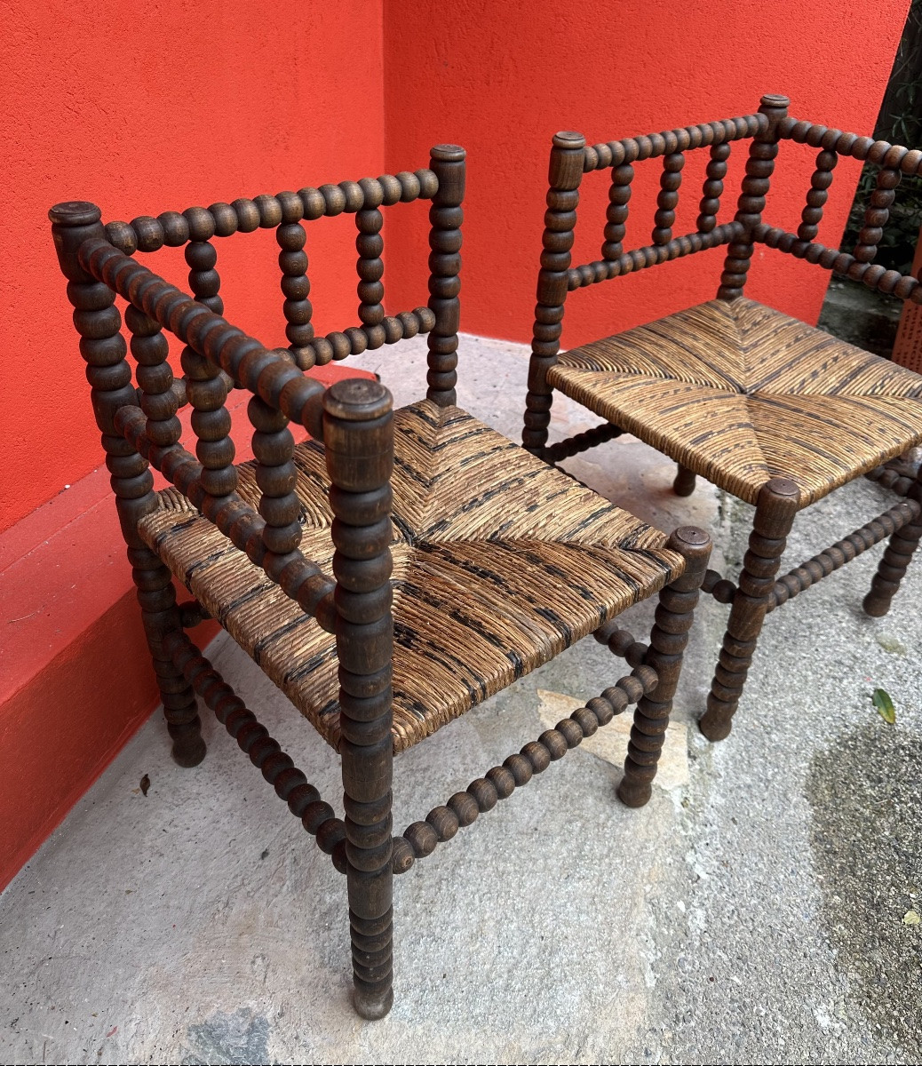 Pair Of Corner Chairs By The Fireplace-photo-2