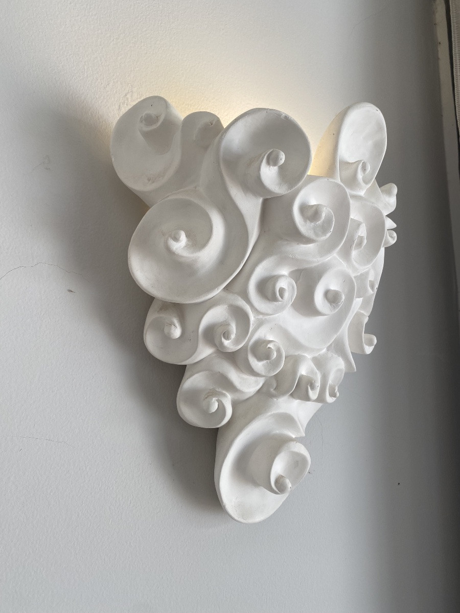 Miroir et paire appliques Jean Boggio Les Vagues-photo-1