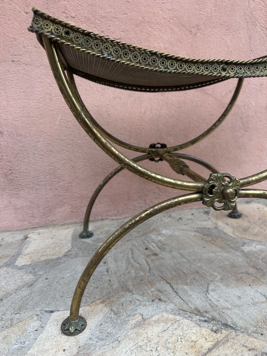 Roman Curule Chair In Gilt Brass-photo-2