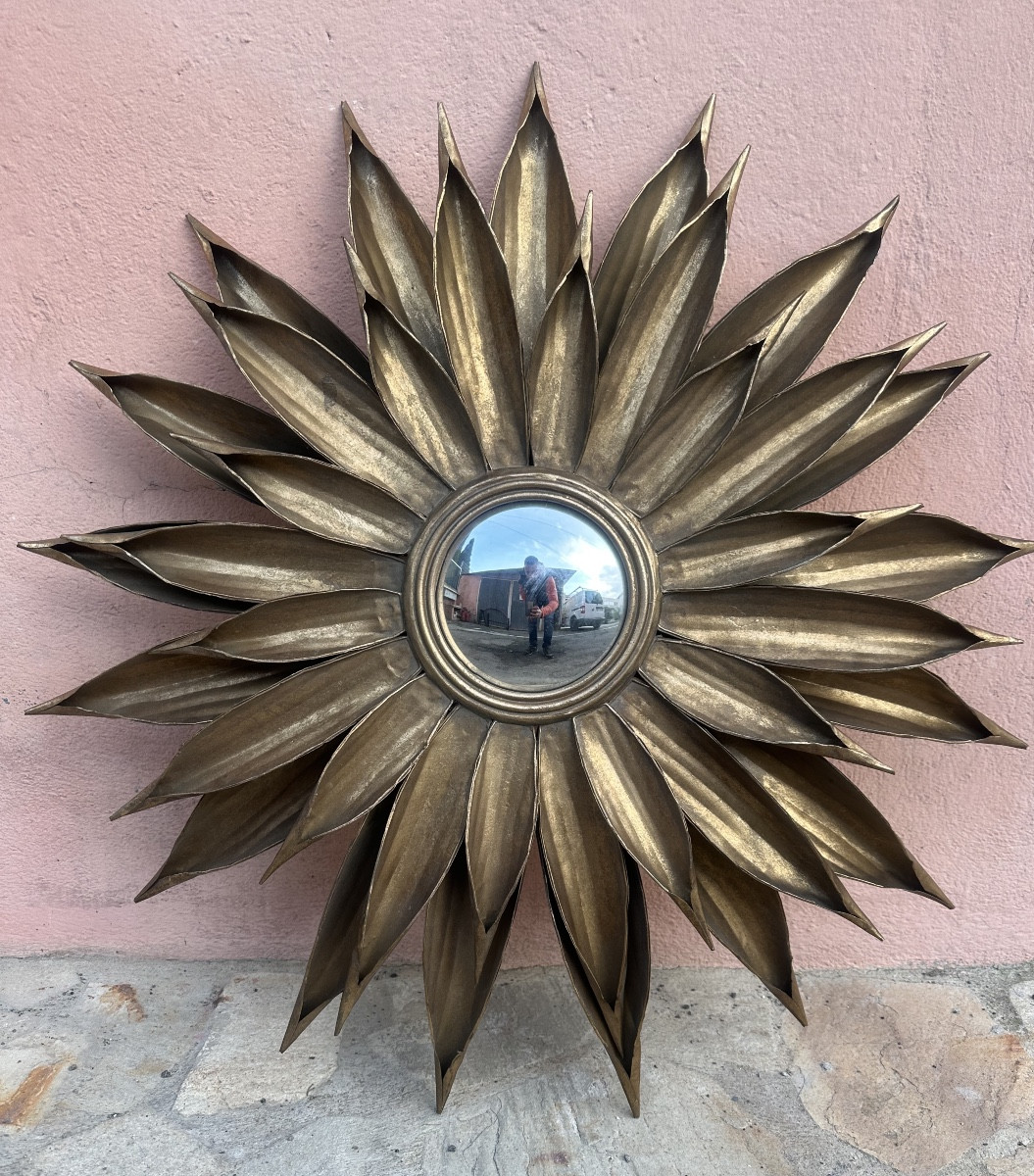 Big Gold Metal Sunburst Mirror