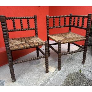 Pair Of Corner Chairs By The Fireplace