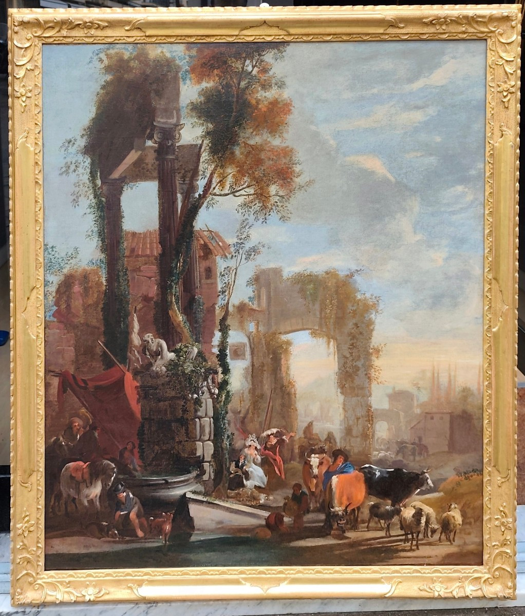 paysage avec des ruines et des personnages