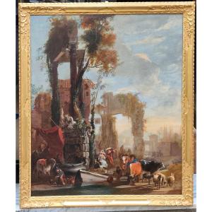 paysage avec des ruines et des personnages