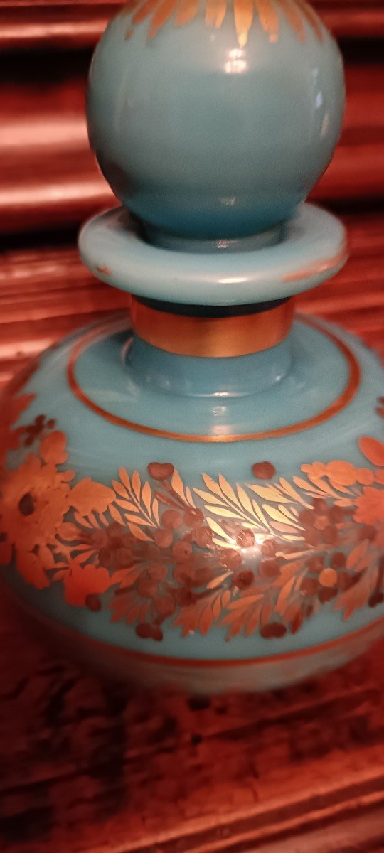 Turquoise Opaline Bottle Charles X Decor Desvignes-photo-4