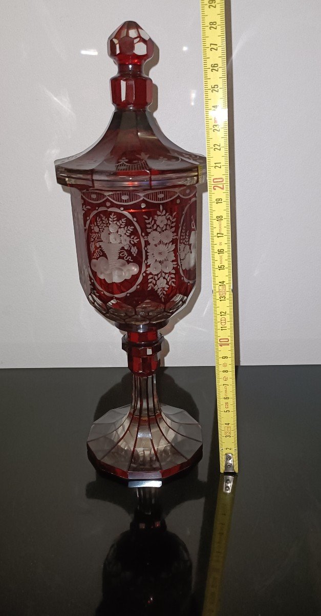 Bohemian Crystal Pokal Engraved 19th Century-photo-1