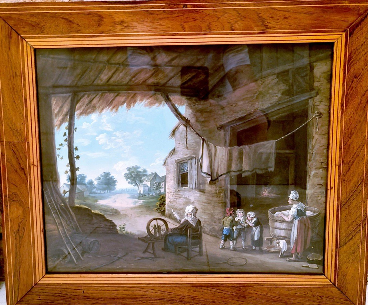 Pair Of 19th Century Gouaches XIXème 