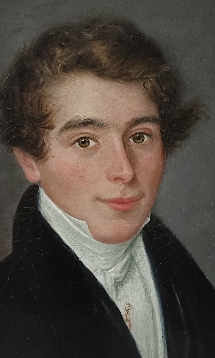 Painting Portrait Of A Young Man, 19th Century