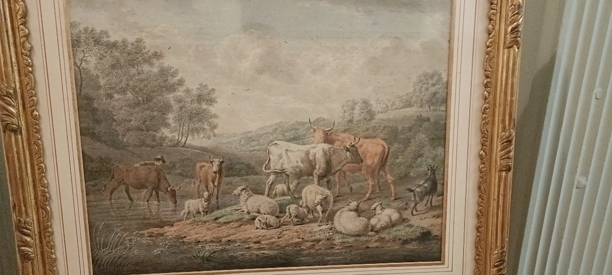 Dessin aquarelle et gouache école Hollandaise XVIIIème-photo-4