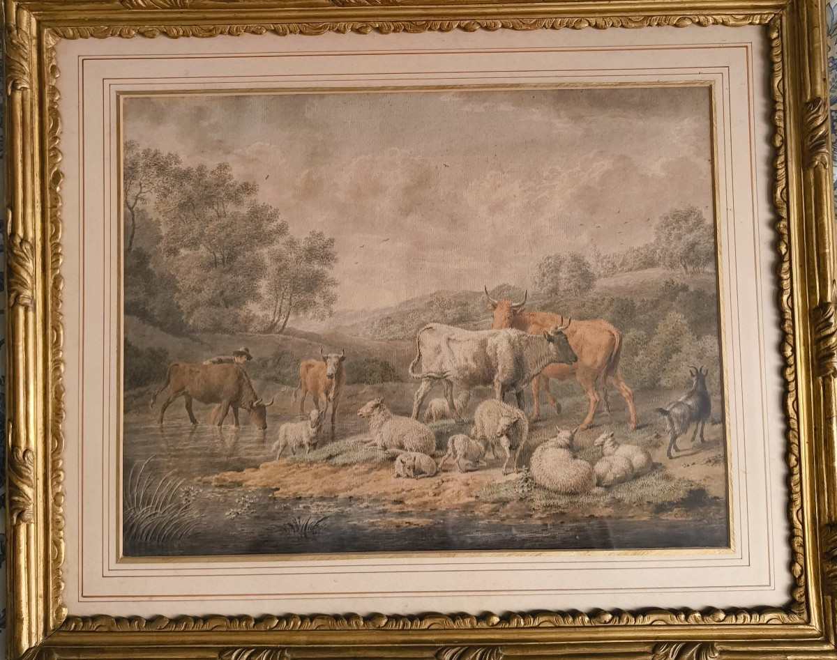 Dessin aquarelle et gouache école Hollandaise XVIIIème