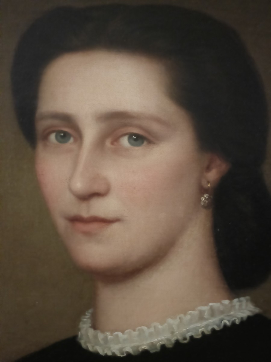 Paire d'importants portraits, école Belge XIXème, signés et datés-photo-3
