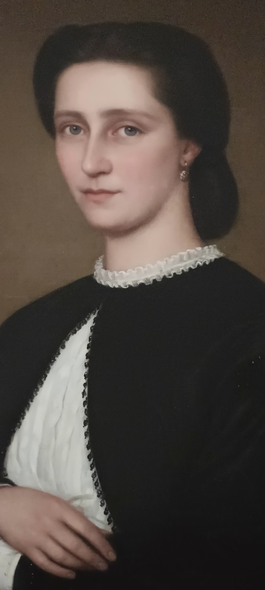 Paire d'importants portraits, école Belge XIXème, signés et datés-photo-1