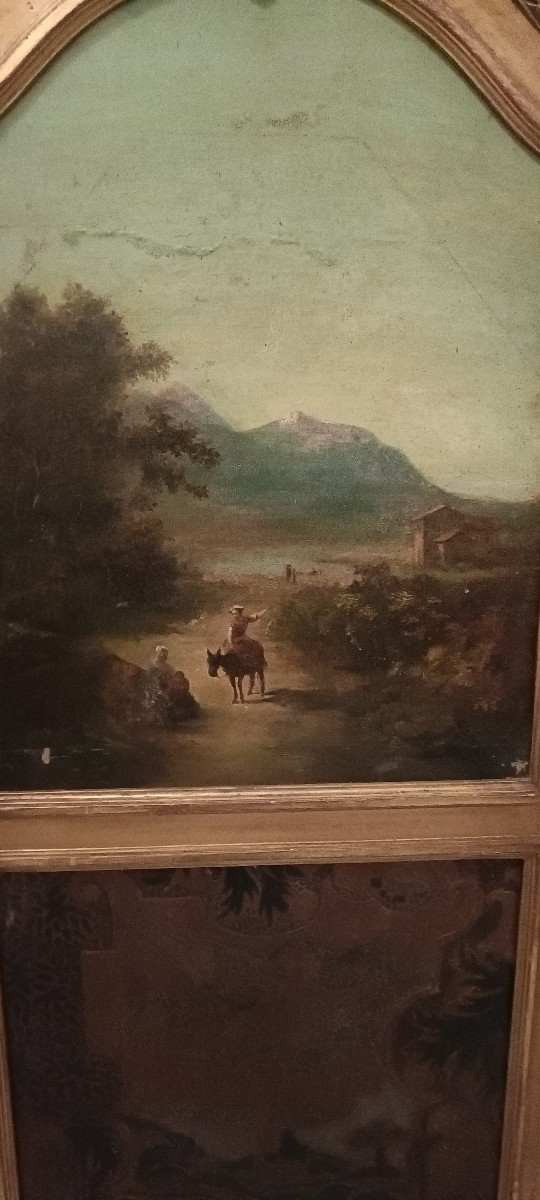 Paravent cuir de Cordoue et peintures XVIIIème-photo-8