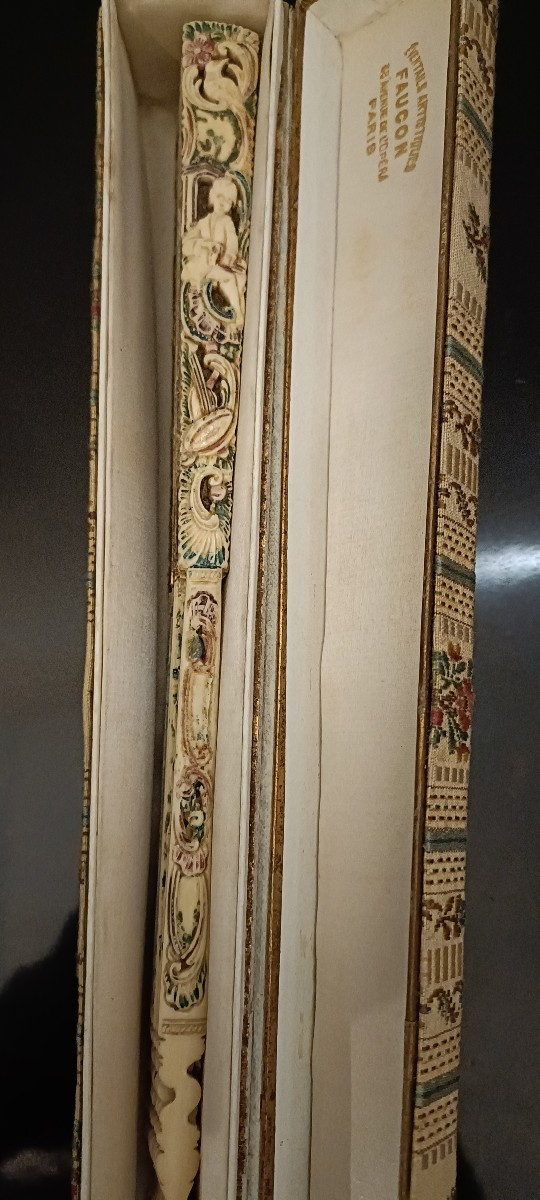 18th Century Fan With Gouache And Gallant Scene-photo-5