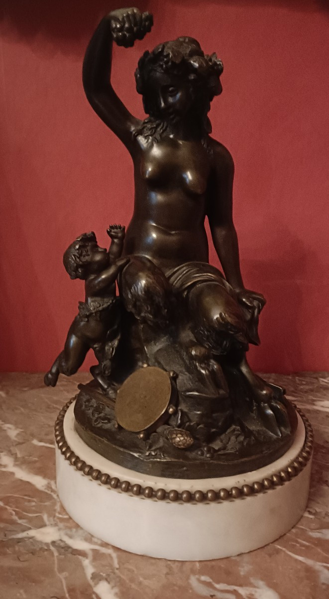 Bronze faunesse et son petit signé Clodion XIXème-photo-2