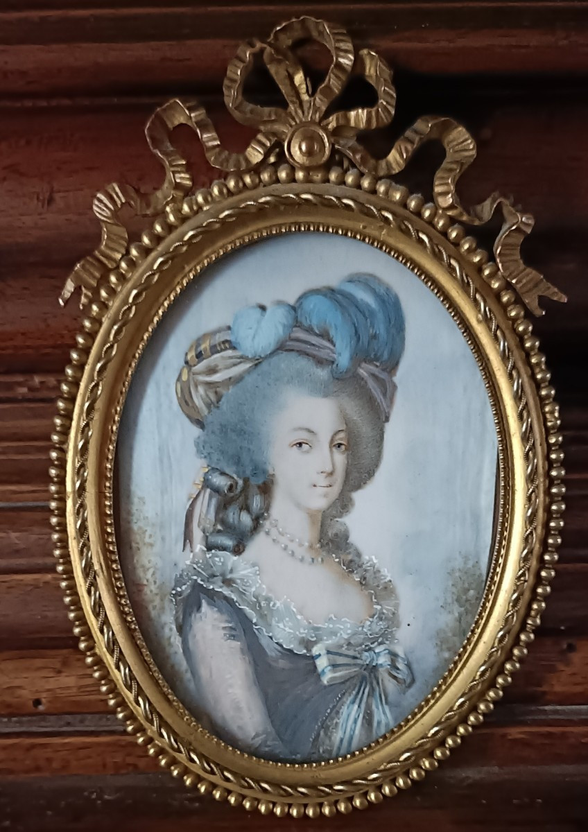 miniature portrait Marie Antoinette d'après Vigée Lebrun