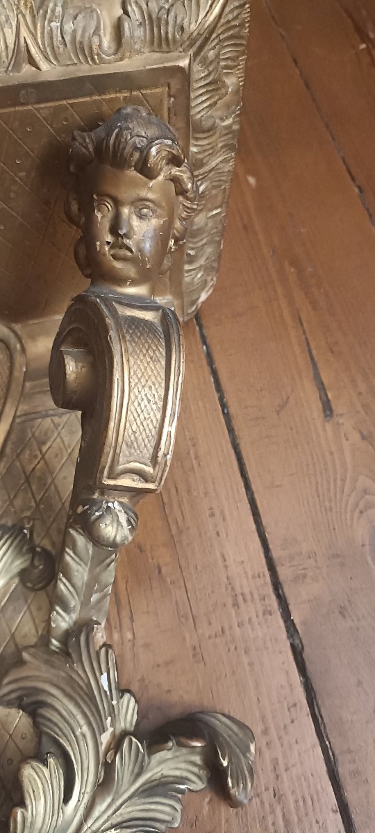 19th-century Gilded Wooden Wall-mounted Console Table-photo-4