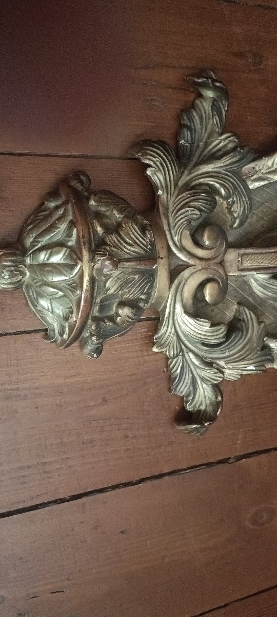 19th-century Gilded Wooden Wall-mounted Console Table-photo-2