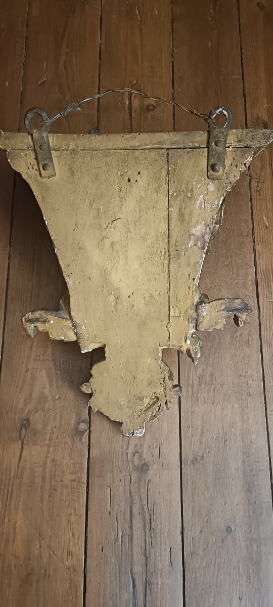 19th-century Gilded Wooden Wall-mounted Console Table-photo-5