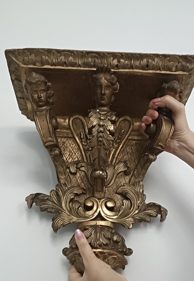 console d'applique murale bois doré XIXème-photo-7