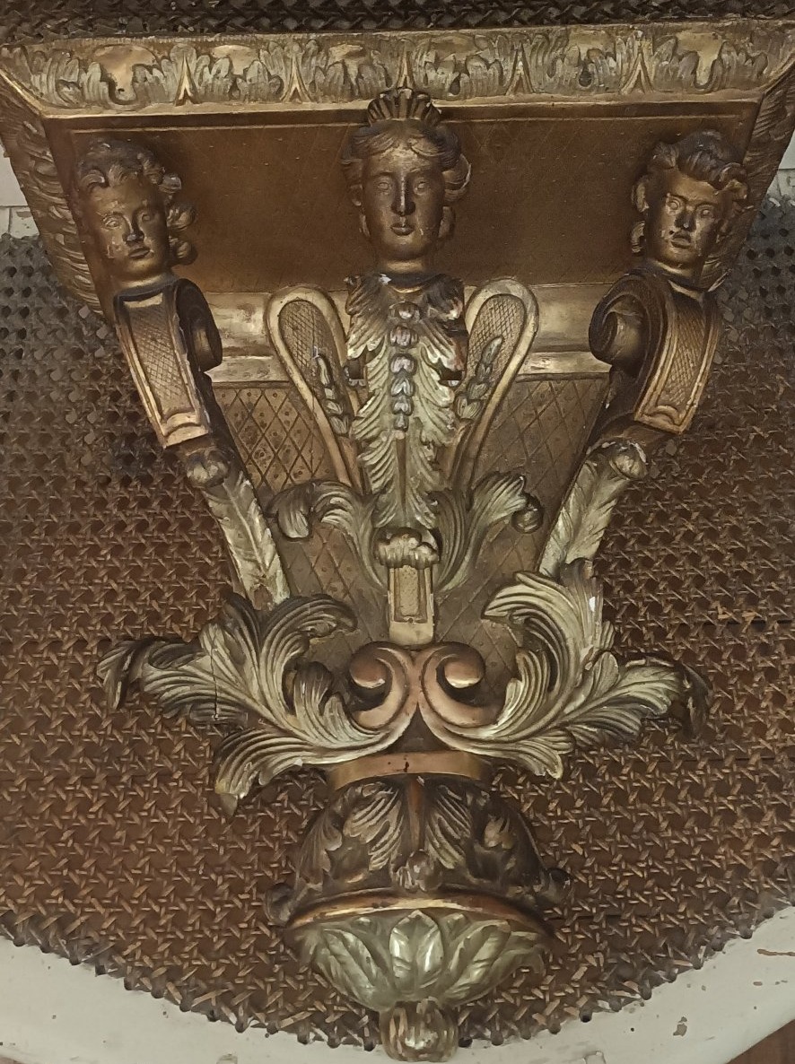 19th-century Gilded Wooden Wall-mounted Console Table
