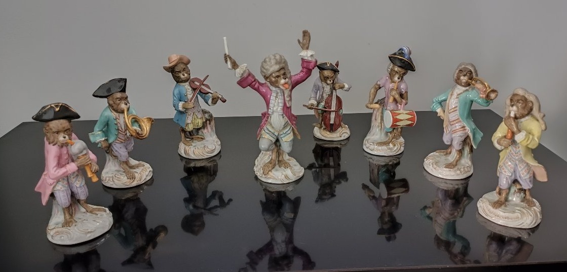 German Porcelain Monkey Musicians 